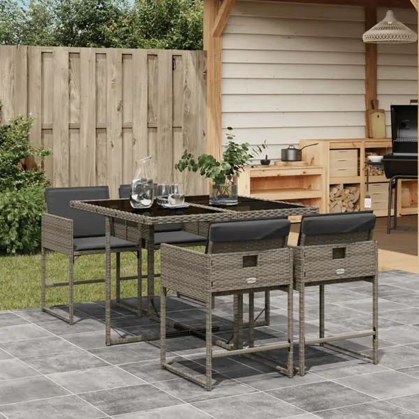 Gossi set mobilier de gradina cu perne, 5 piese, gri, poliratan