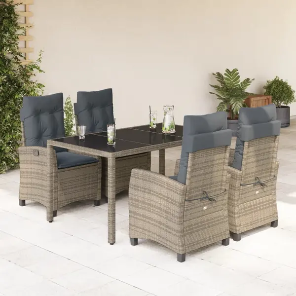 Gossi set mobilier de gradina cu perne, 5 piese, gri, poliratan
