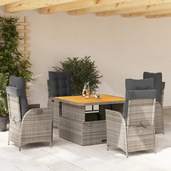 Gossi set mobilier de gradina cu perne, 5 piese, gri, poliratan