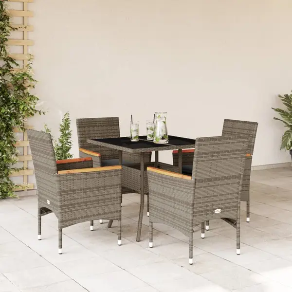 Gossi set mobilier de gradina cu perne 5 piese gri poliratan & sticla