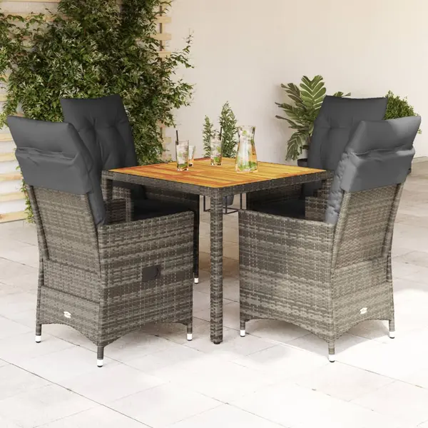 Gossi set mobilier de gradina cu perne, 5 piese, gri, poliratan