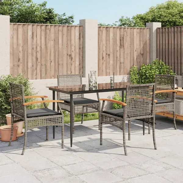 Gossi set mobilier de gradina cu perne, 5 piese, gri, poliratan