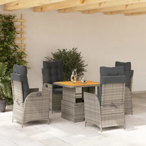 Gossi set mobilier de gradina cu perne, 5 piese, gri, poliratan