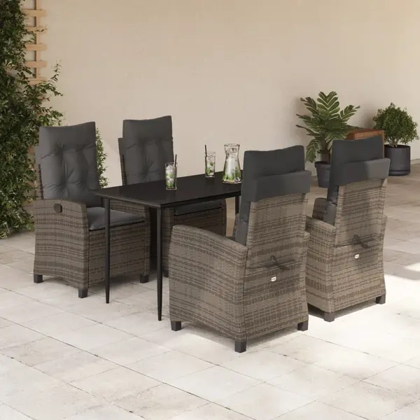 Gossi set mobilier de gradina cu perne, 5 piese, gri, poliratan