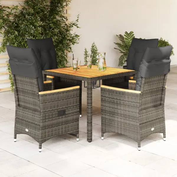 Gossi set mobilier de gradina cu perne, 5 piese, gri, poliratan