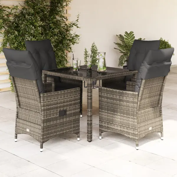 Gossi set mobilier de gradina cu perne, 5 piese, gri, poliratan