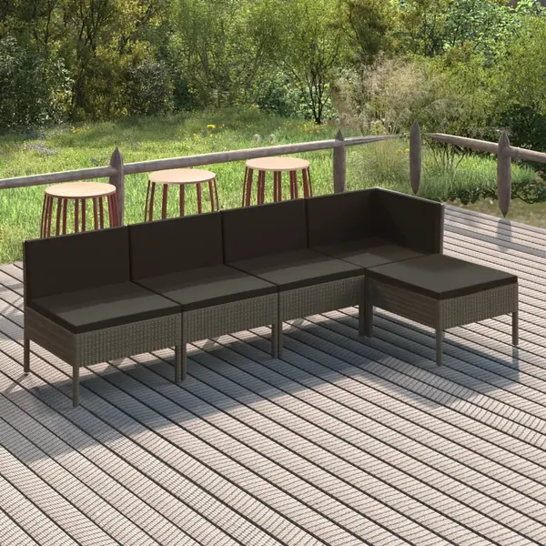 Gossi set mobilier de gradina cu perne, 5 piese, gri, poliratan
