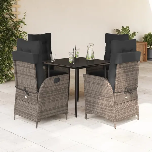 Gossi set mobilier de gradina cu perne, 5 piese, gri, poliratan