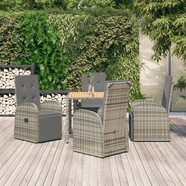 Gossi set mobilier de gradina cu perne, 5 piese, gri, poliratan