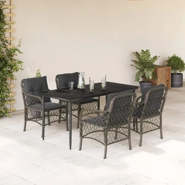 Gossi set mobilier de gradina cu perne, 5 piese, gri, poliratan