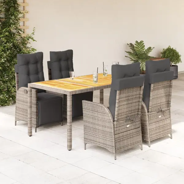 Gossi set mobilier de gradina cu perne, 5 piese, gri, poliratan