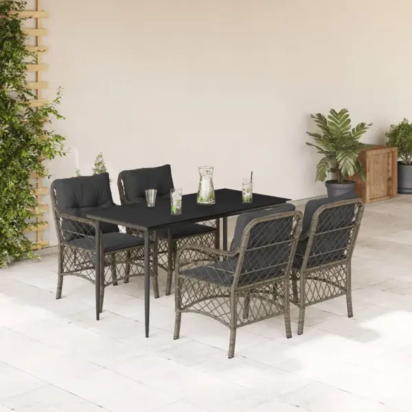 Gossi set mobilier de gradina cu perne, 5 piese, gri, poliratan