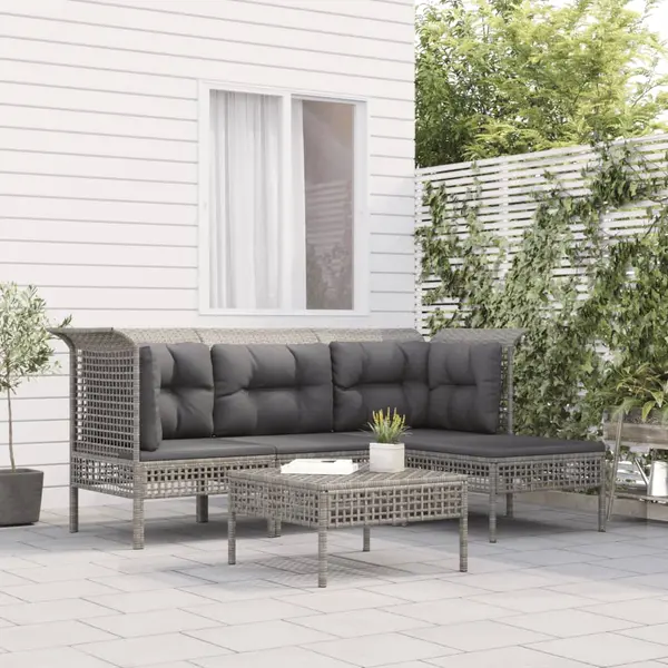 Gossi set mobilier de gradina cu perne, 5 piese, gri, poliratan