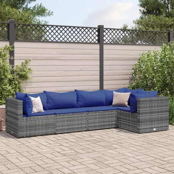 Gossi set mobilier de gradina cu perne, 5 piese, gri, poliratan
