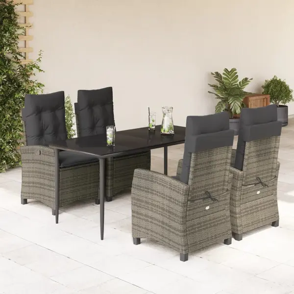 Gossi set mobilier de gradina cu perne, 5 piese, gri, poliratan