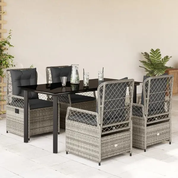 Gossi set mobilier de gradina cu perne, 5 piese, gri, poliratan