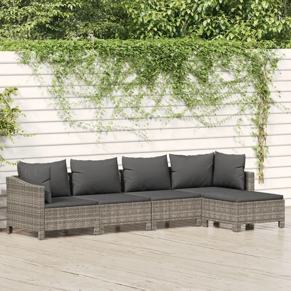 Gossi set mobilier de gradina cu perne, 5 piese, gri, poliratan