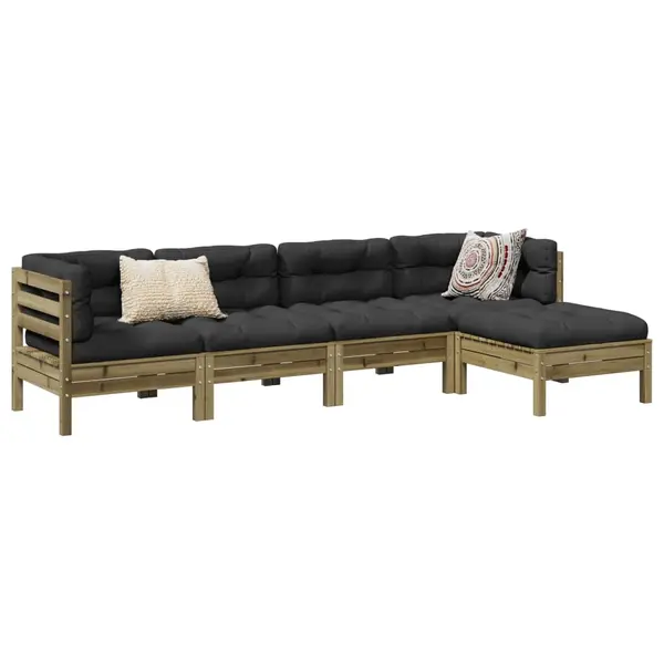 Gossi set mobilier de gradina cu perne, 5 piese, lemn de pin tratat