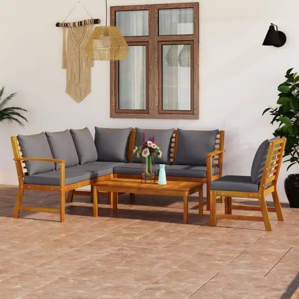 Gossi set mobilier de gradina cu perne, 5 piese, lemn masiv acacia