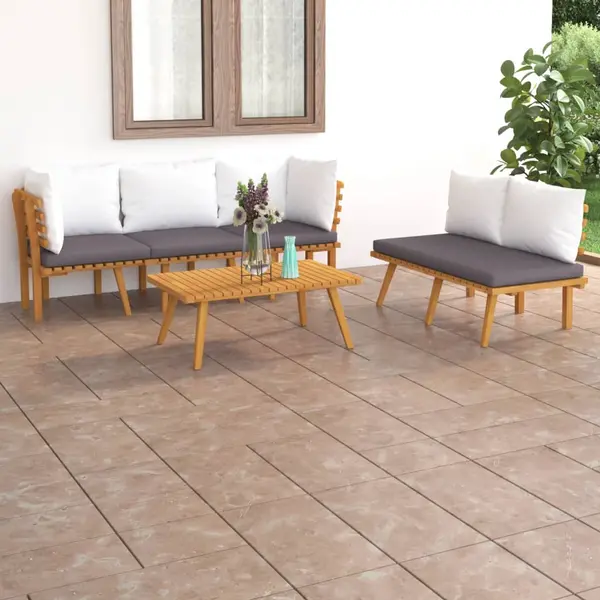 Gossi set mobilier de gradina cu perne, 5 piese, lemn masiv de acacia