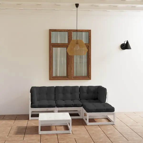Gossi set mobilier de gradina cu perne, 5 piese, lemn masiv de pin