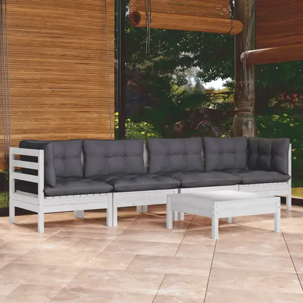 Gossi set mobilier de gradina cu perne, 5 piese, lemn masiv de pin