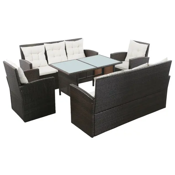 Gossi set mobilier de gradina cu perne, 5 piese, maro, poliratan