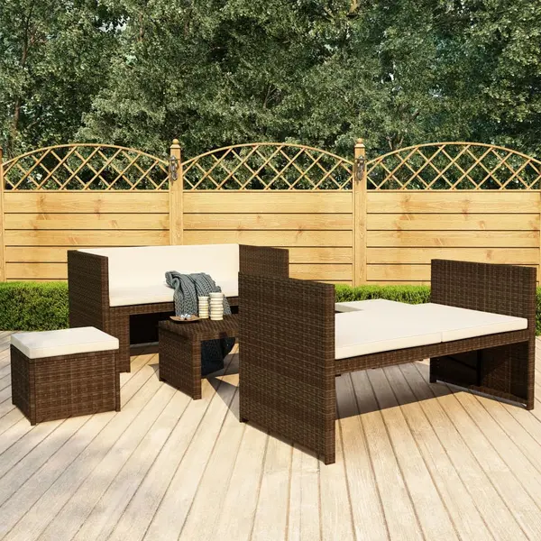 Gossi set mobilier de gradina cu perne, 5 piese, maro, poliratan