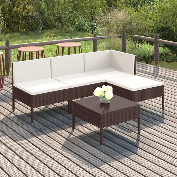 Gossi set mobilier de gradina cu perne, 5 piese, maro, poliratan