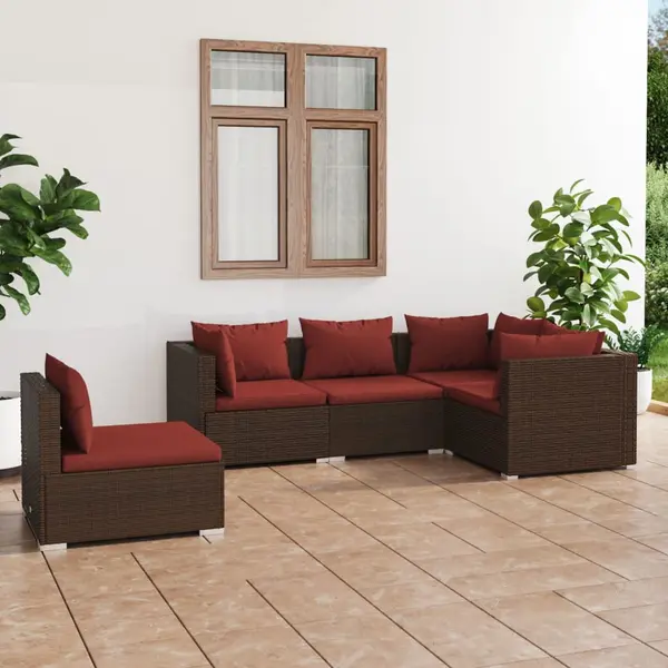Gossi set mobilier de gradina cu perne, 5 piese, maro, poliratan