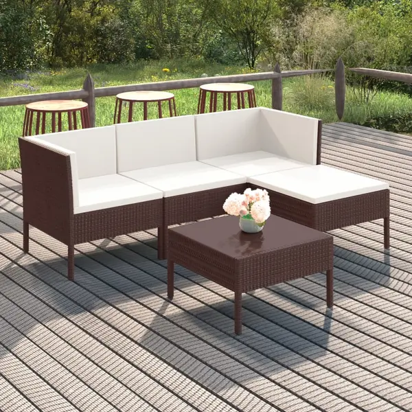 Gossi set mobilier de gradina cu perne, 5 piese, maro, poliratan