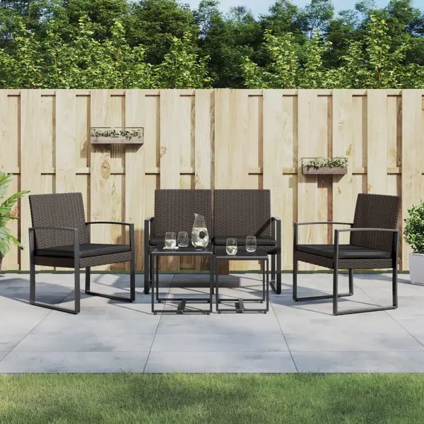 Gossi set mobilier de gradina cu perne, 5 piese, maro, pp ratan