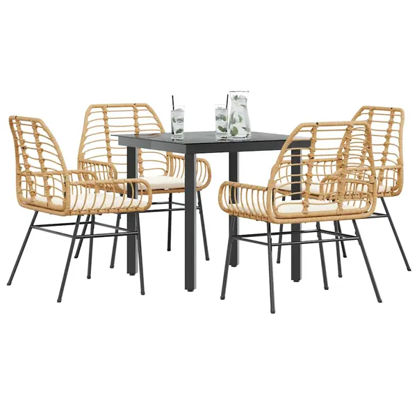 Gossi set mobilier de gradina cu perne 5 piese maro sticla polirattan