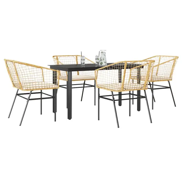 Gossi set mobilier de gradina cu perne 5 piese maro sticla polirattan