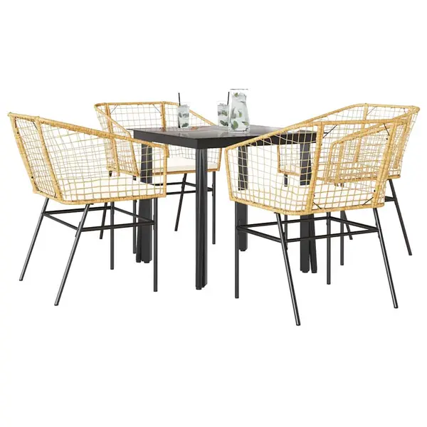 Gossi set mobilier de gradina cu perne 5 piese maro sticla polirattan