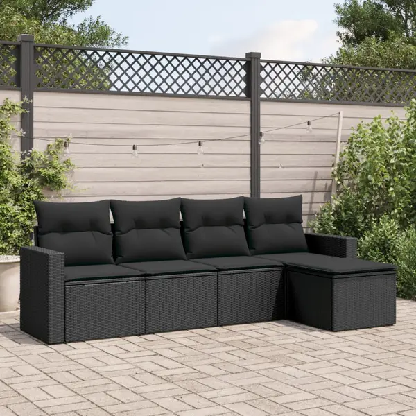 Gossi set mobilier de gradina cu perne, 5 piese, negru, poliratan