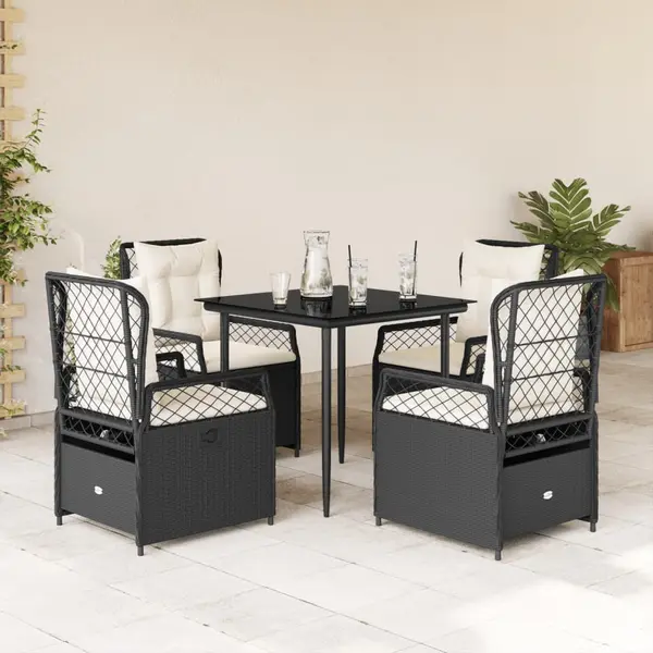 Gossi set mobilier de gradina cu perne, 5 piese, negru, poliratan