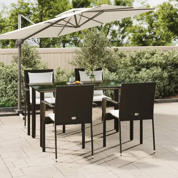 Gossi set mobilier de gradina cu perne, 5 piese, negru, poliratan