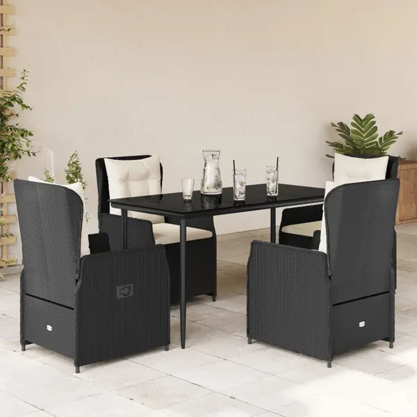 Gossi set mobilier de gradina cu perne, 5 piese, negru, poliratan