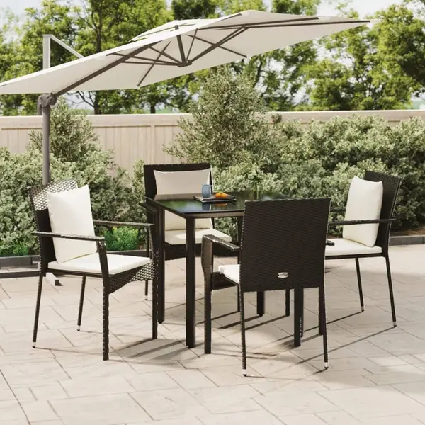Gossi set mobilier de gradina cu perne, 5 piese, negru, poliratan