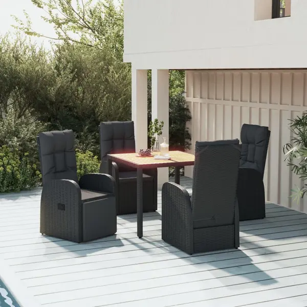 Gossi set mobilier de gradina cu perne, 5 piese, negru, poliratan
