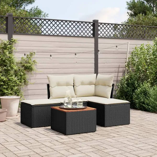 Gossi set mobilier de gradina cu perne, 5 piese, negru, poliratan