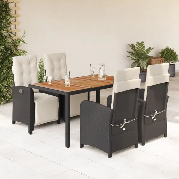Gossi set mobilier de gradina cu perne, 5 piese, negru, poliratan