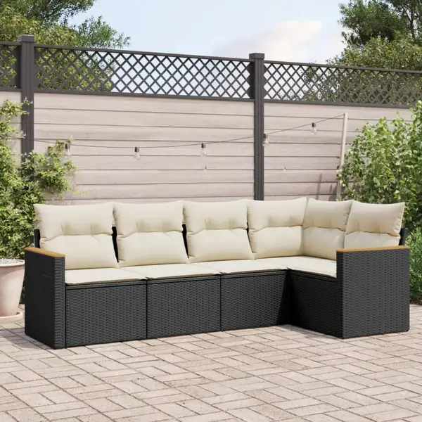 Gossi set mobilier de gradina cu perne, 5 piese, negru, poliratan