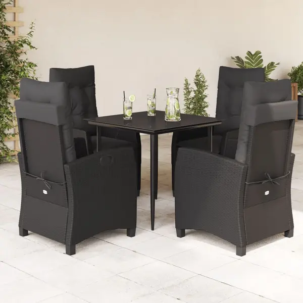 Gossi set mobilier de gradina cu perne, 5 piese, negru, poliratan