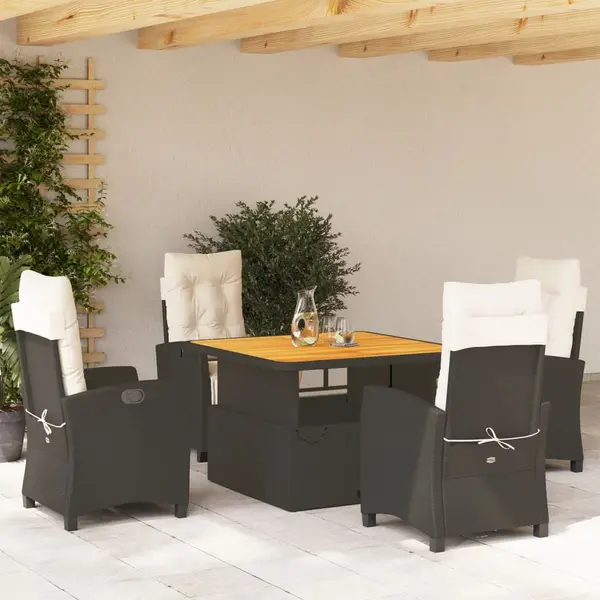 Gossi set mobilier de gradina cu perne, 5 piese, negru, poliratan