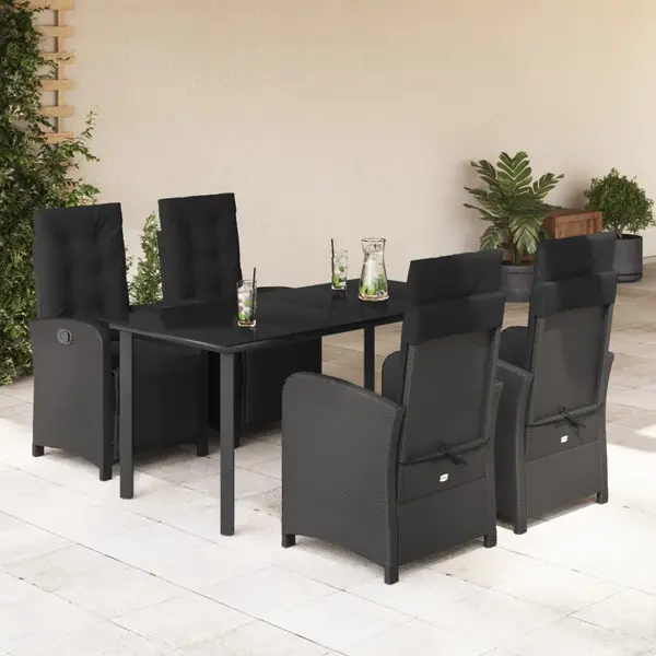 Gossi set mobilier de gradina cu perne, 5 piese, negru, poliratan