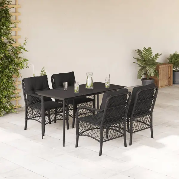 Gossi set mobilier de gradina cu perne, 5 piese, negru, poliratan