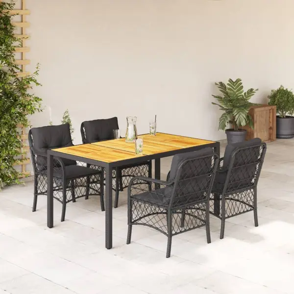 Gossi set mobilier de gradina cu perne, 5 piese, negru, poliratan