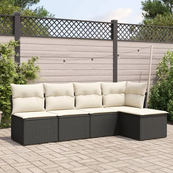 Gossi set mobilier de gradina cu perne, 5 piese, negru, poliratan